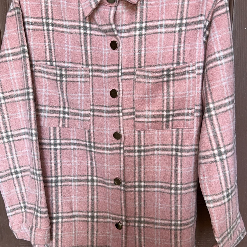 Chic Pink Plaid Utility Jacket - Picture 4 of 12